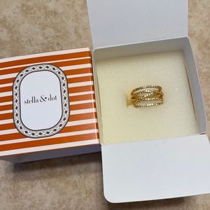 Stella & Dot Stellar Pave Ring Gold Size 6